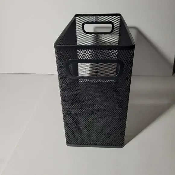 Black Metal Mesh Storage Basket with Handles - 10x12x6 - Picture 9 of 10